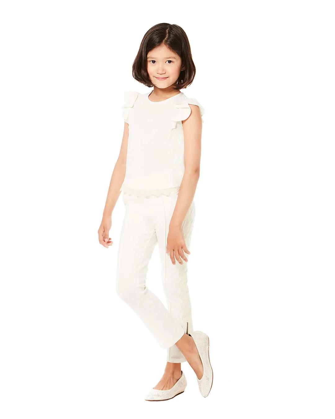 Girls Dalia Lace Trimmed Pants