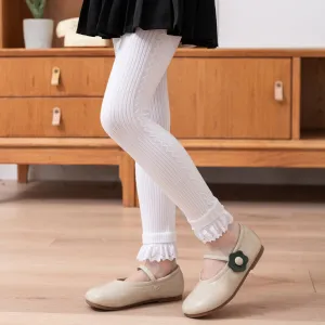 Girls' Stretch Soft Leggings with Splicing Lace Pants