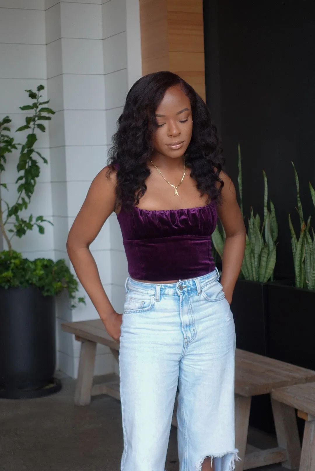 Glammed Out Velour Top(Purple)