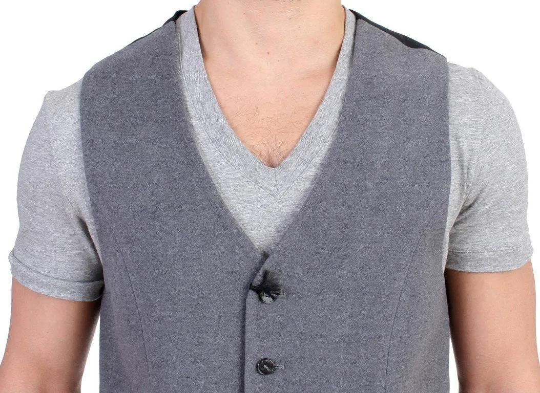 Gray cotton blend casual vest