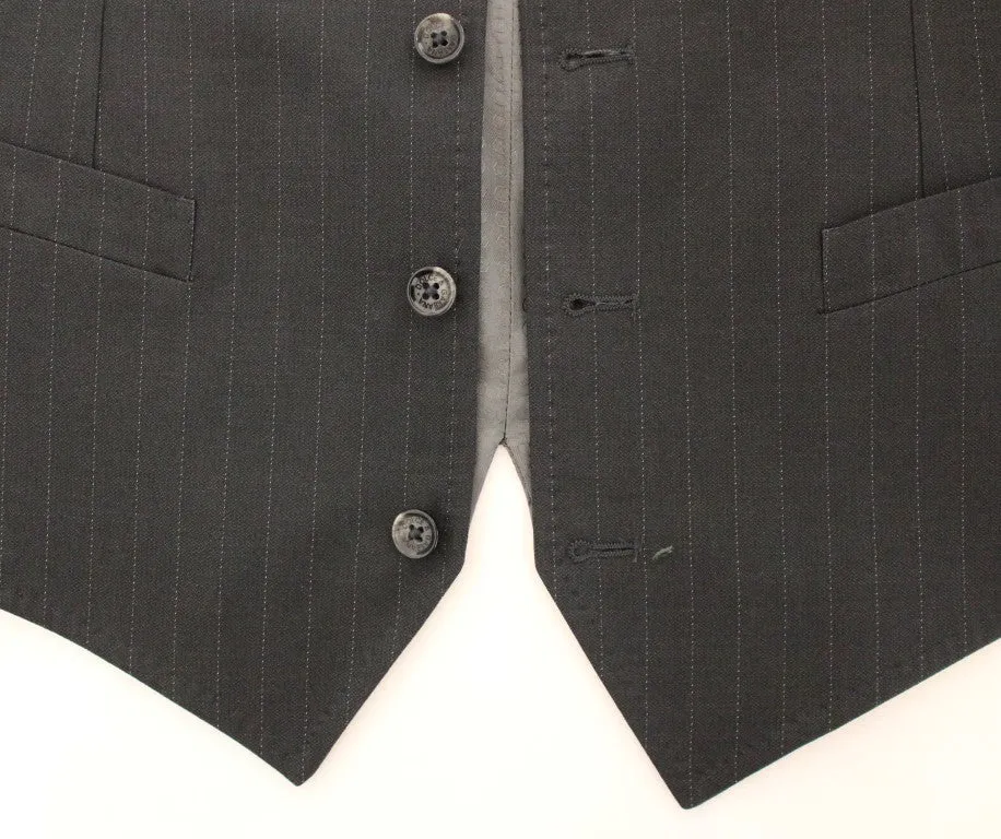Gray Striped Formal Dress Vest