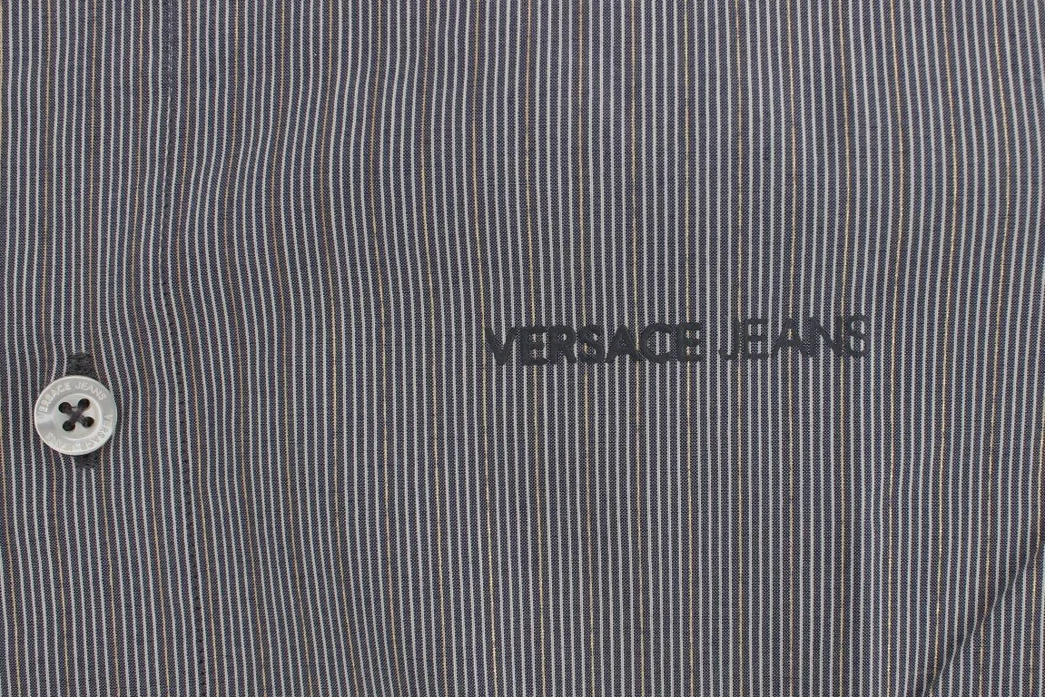 Gray Striped Slim Fit Cotton Shirt