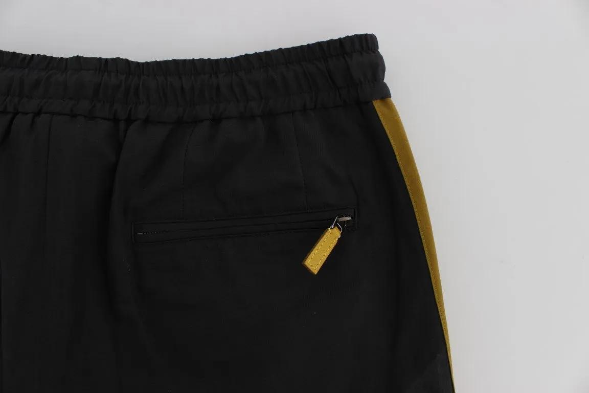 Gray Yellow Striped Casual Pants