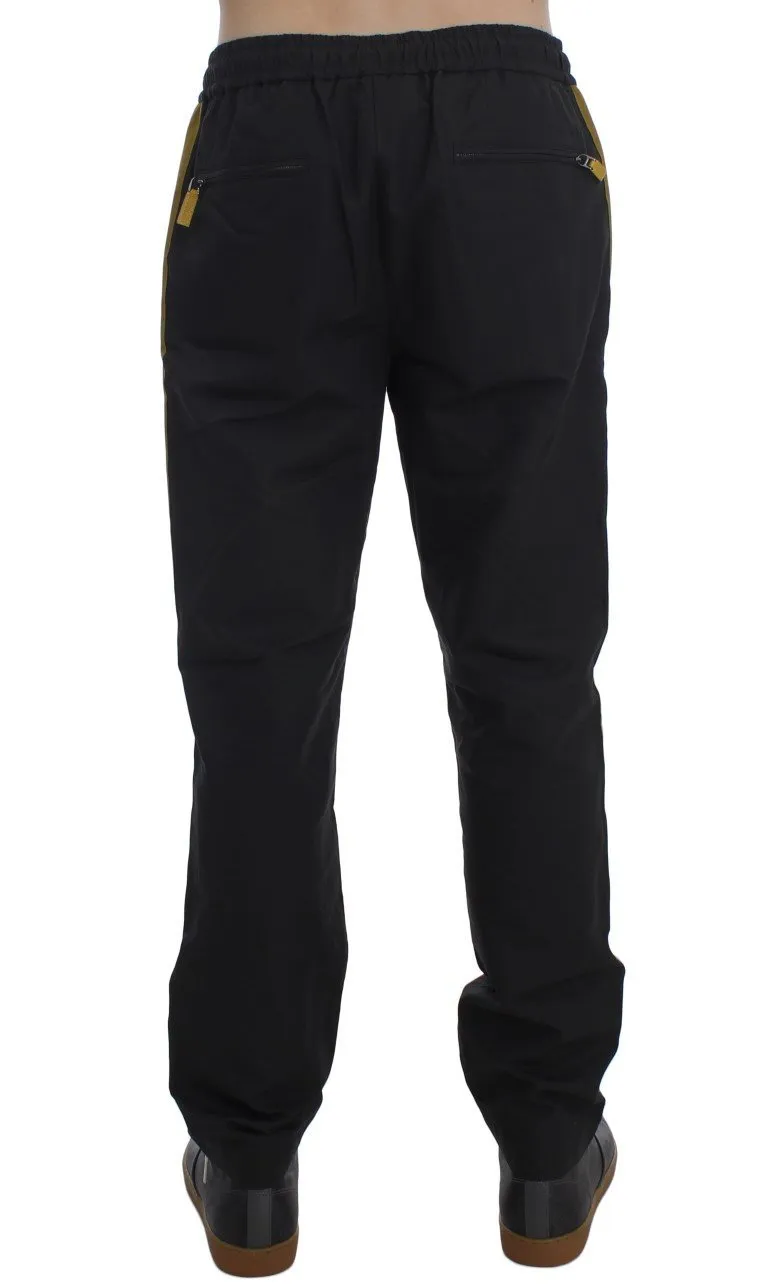 Gray Yellow Striped Casual Pants