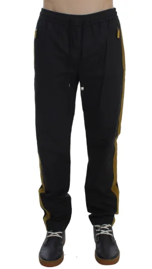 Gray Yellow Striped Casual Pants