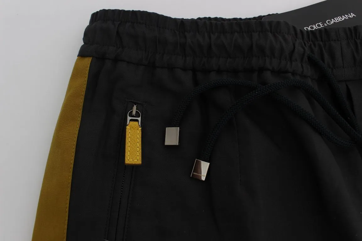 Gray Yellow Striped Casual Pants