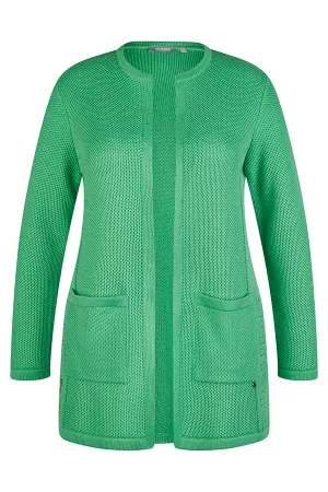 GREEN LOOSE KNIT POCKETED CARDIGAN