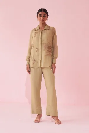 GULMINA GREEN SHIRT PANT SET