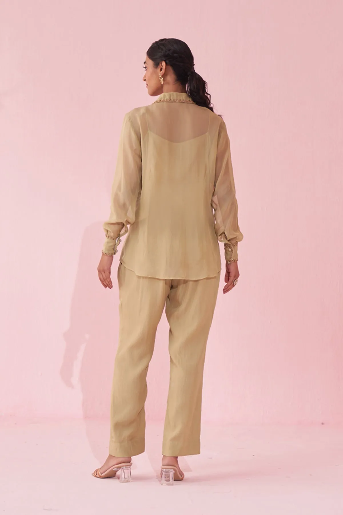 GULMINA GREEN SHIRT PANT SET