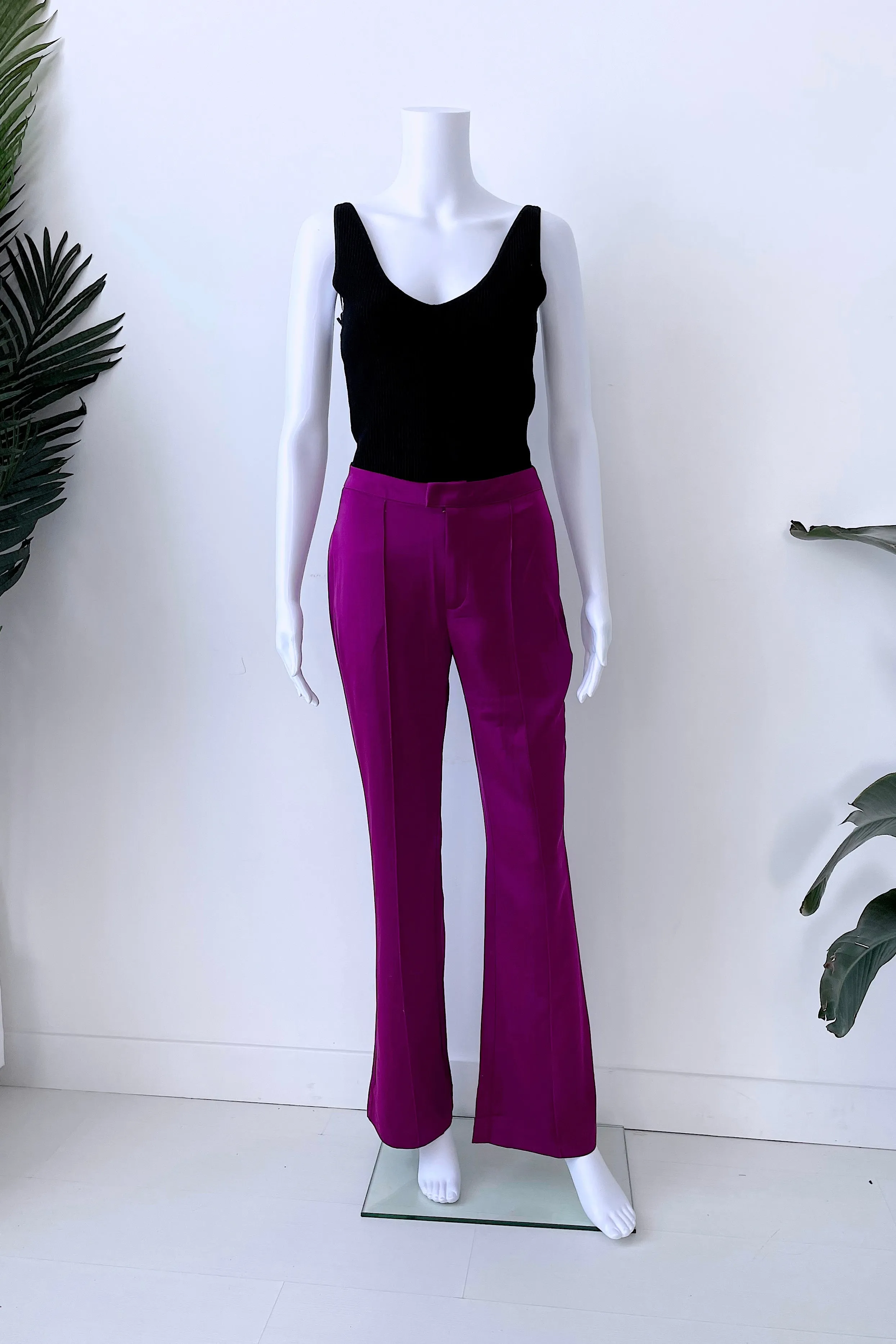HAUTE PINK SATIN TROUSER IN MAGENTA