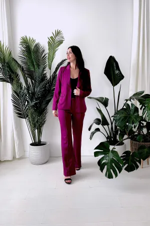 HAUTE PINK SATIN TROUSER IN MAGENTA