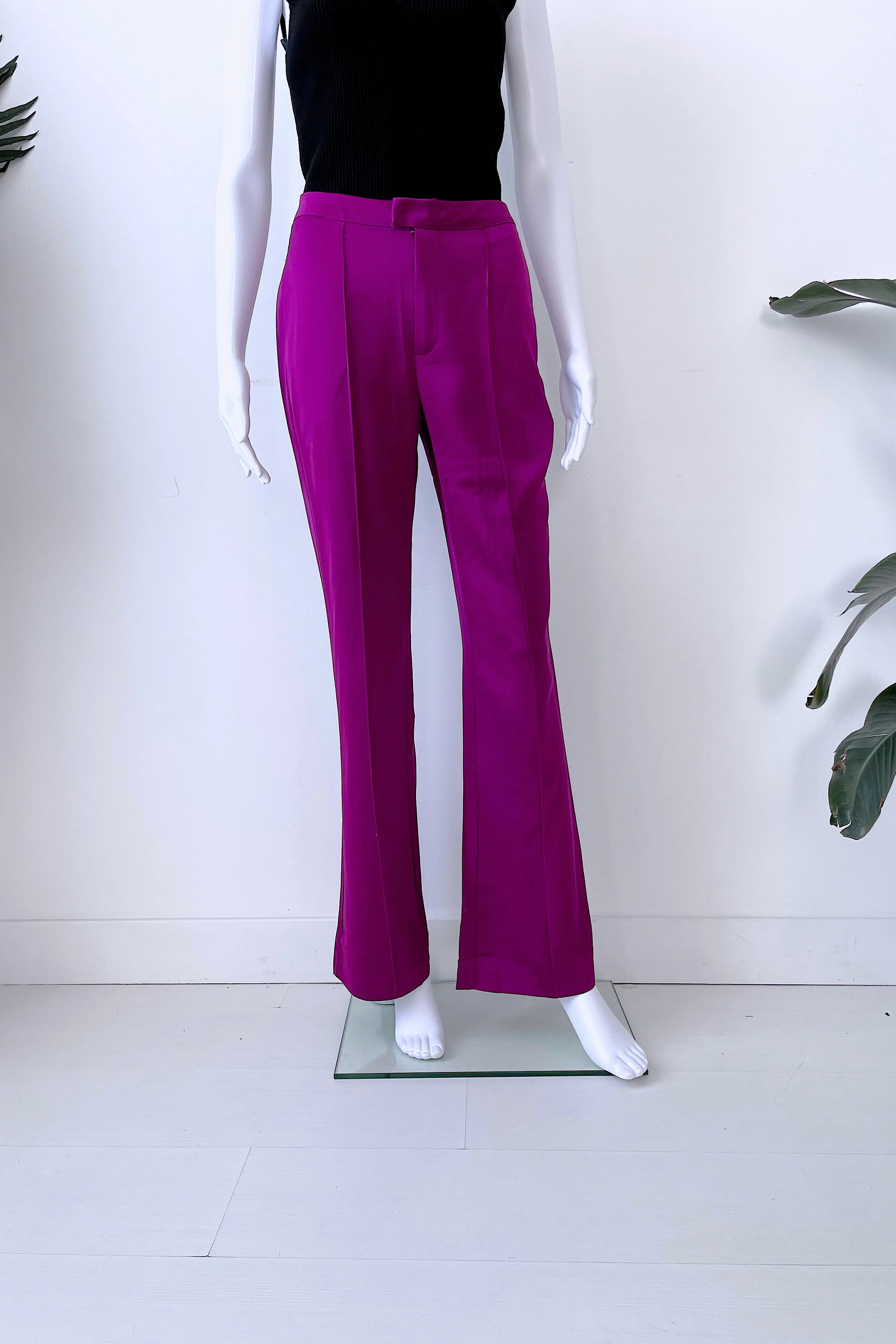 HAUTE PINK SATIN TROUSER IN MAGENTA