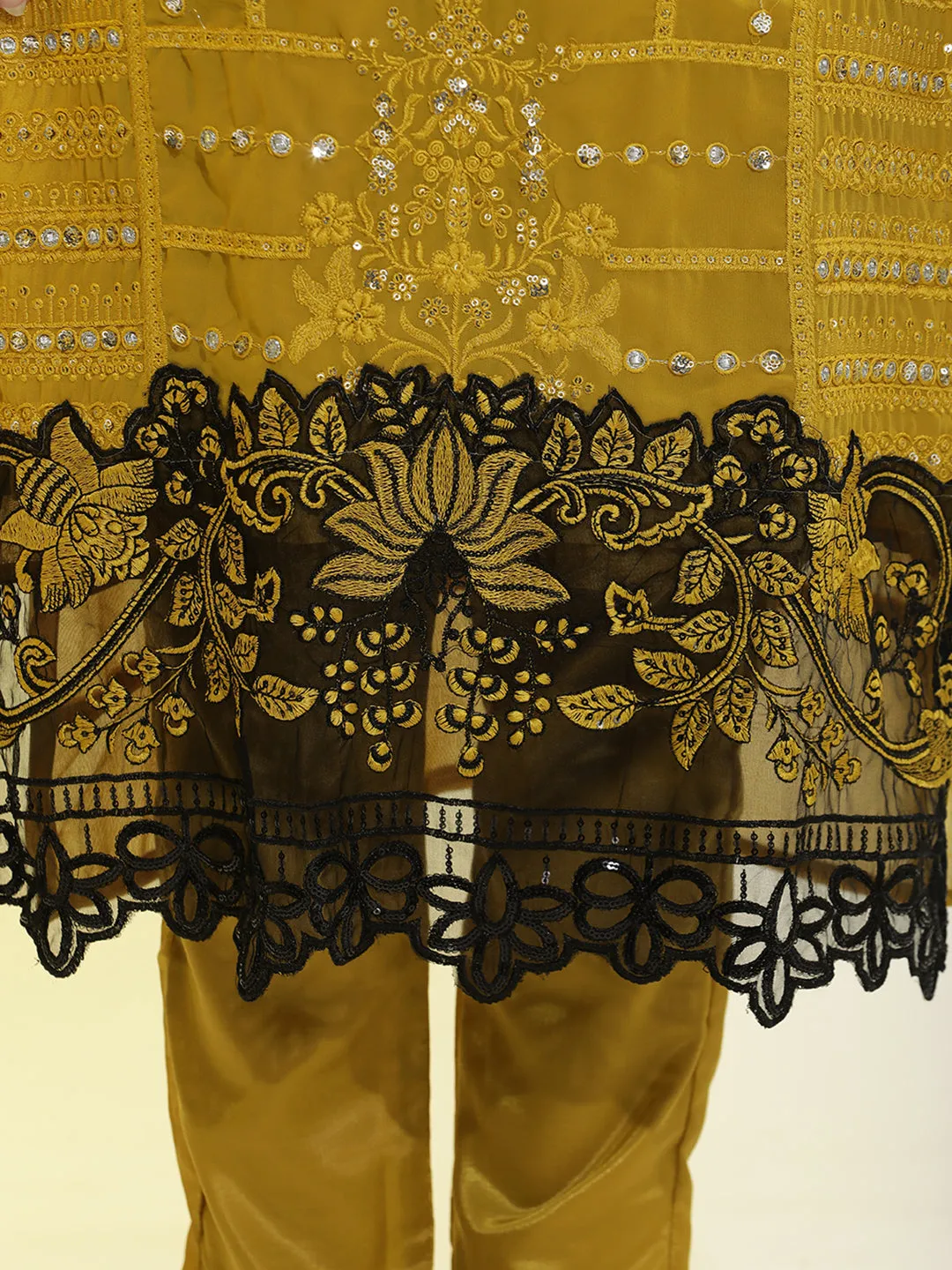 Heavy Embroidered Georgette Festive Kurta Set With Dupatta