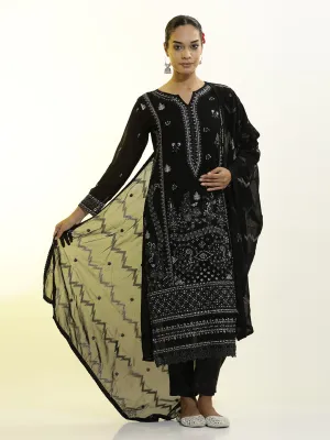 Heavy Embroidered Georgette Festive Kurta Set With Dupatta