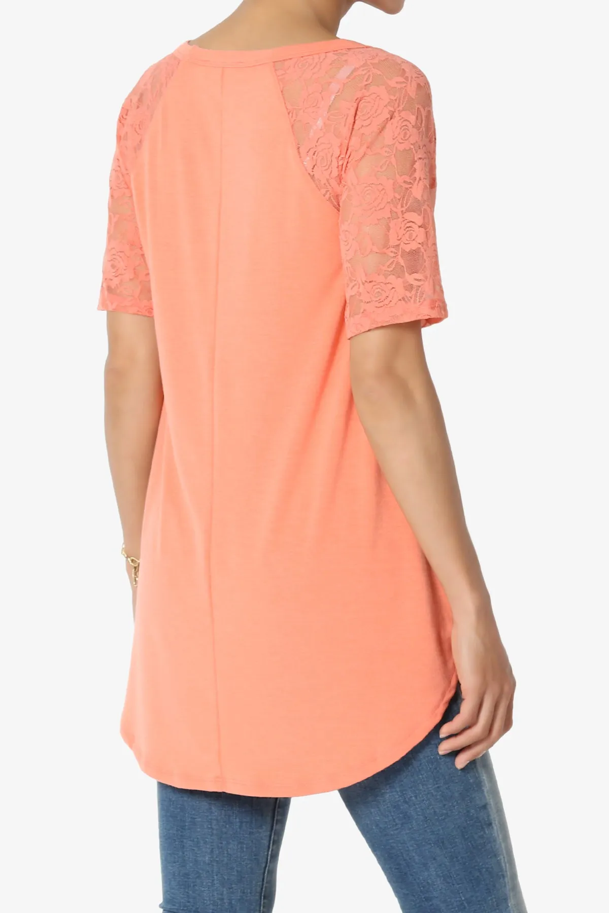 Helisa Lace Sleeve Jersey Top