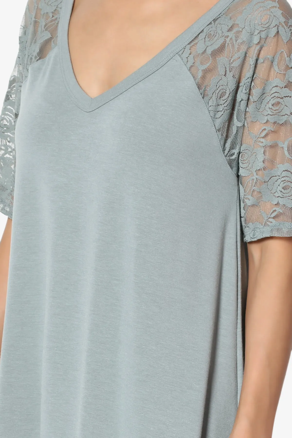 Helisa Lace Sleeve Jersey Top