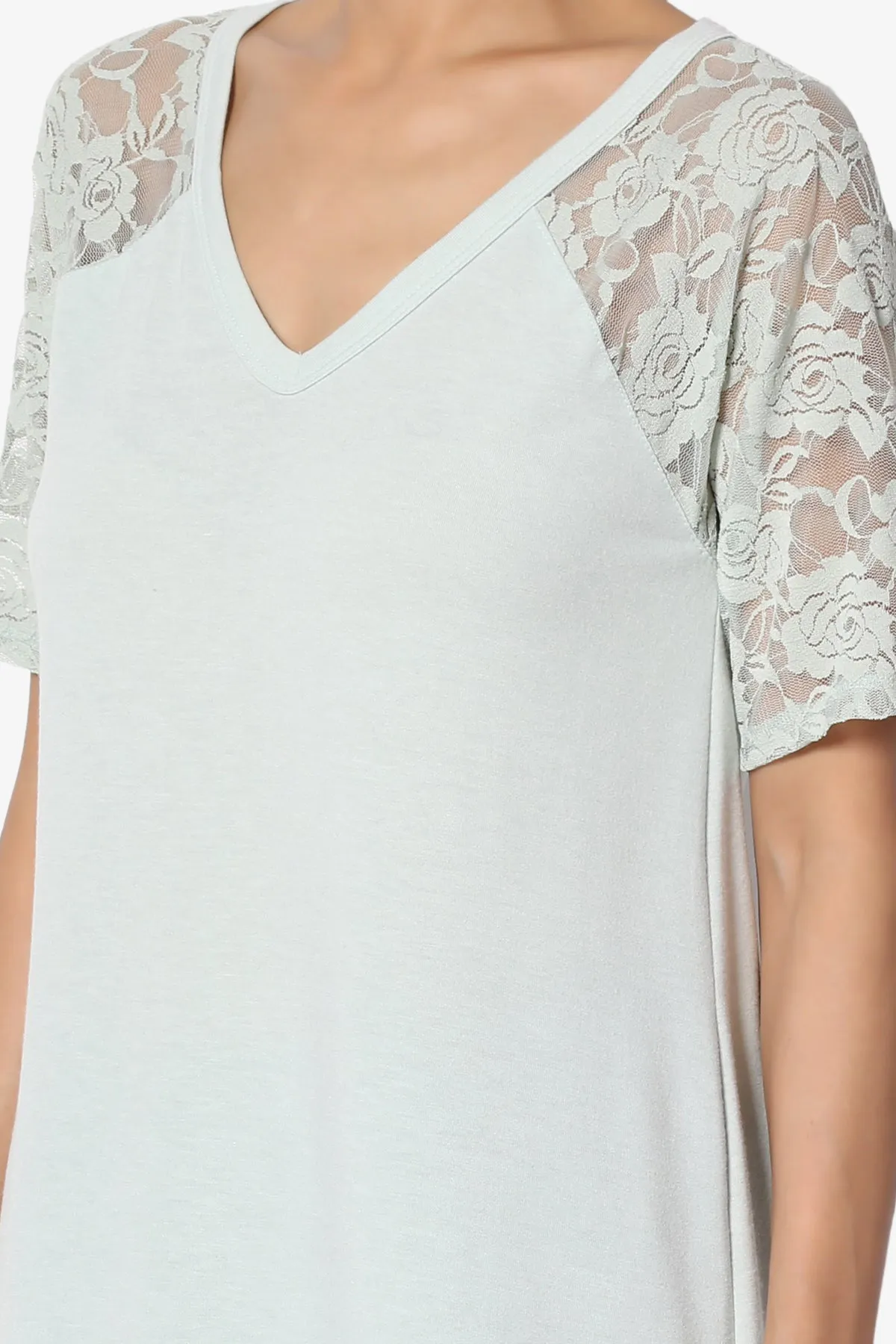Helisa Lace Sleeve Jersey Top