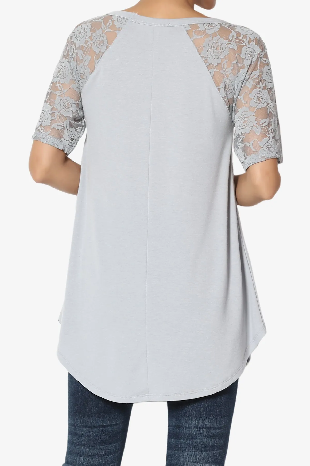 Helisa Lace Sleeve Jersey Top