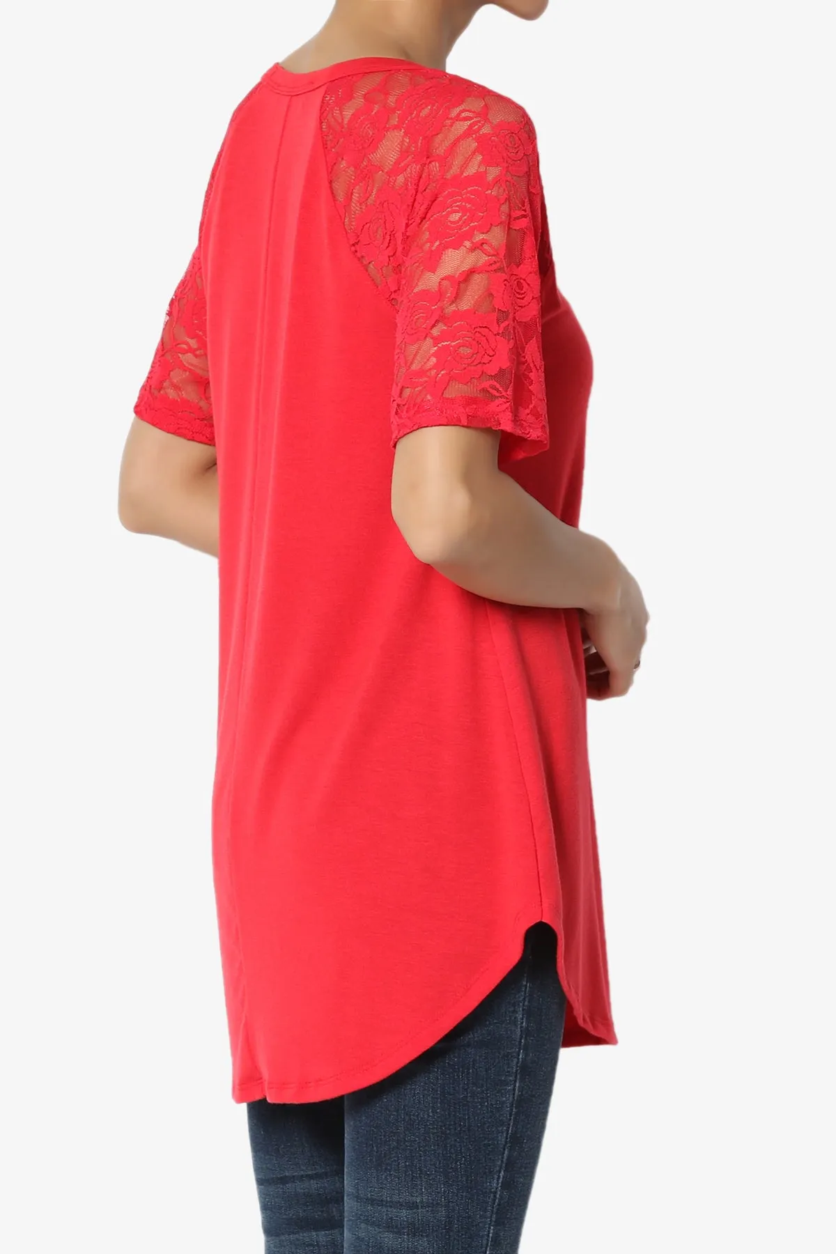 Helisa Lace Sleeve Jersey Top