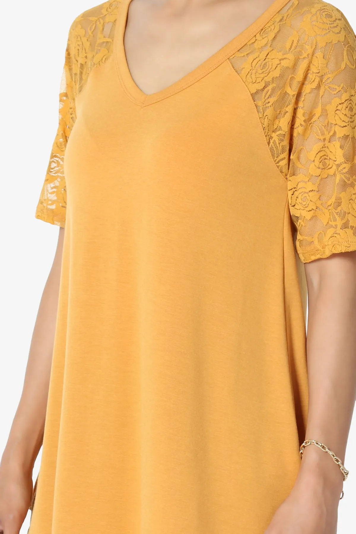 Helisa Lace Sleeve Jersey Top