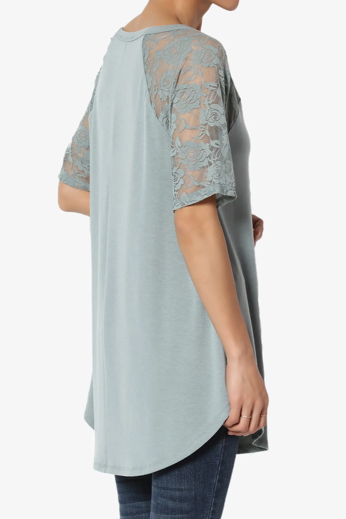 Helisa Lace Sleeve Jersey Top