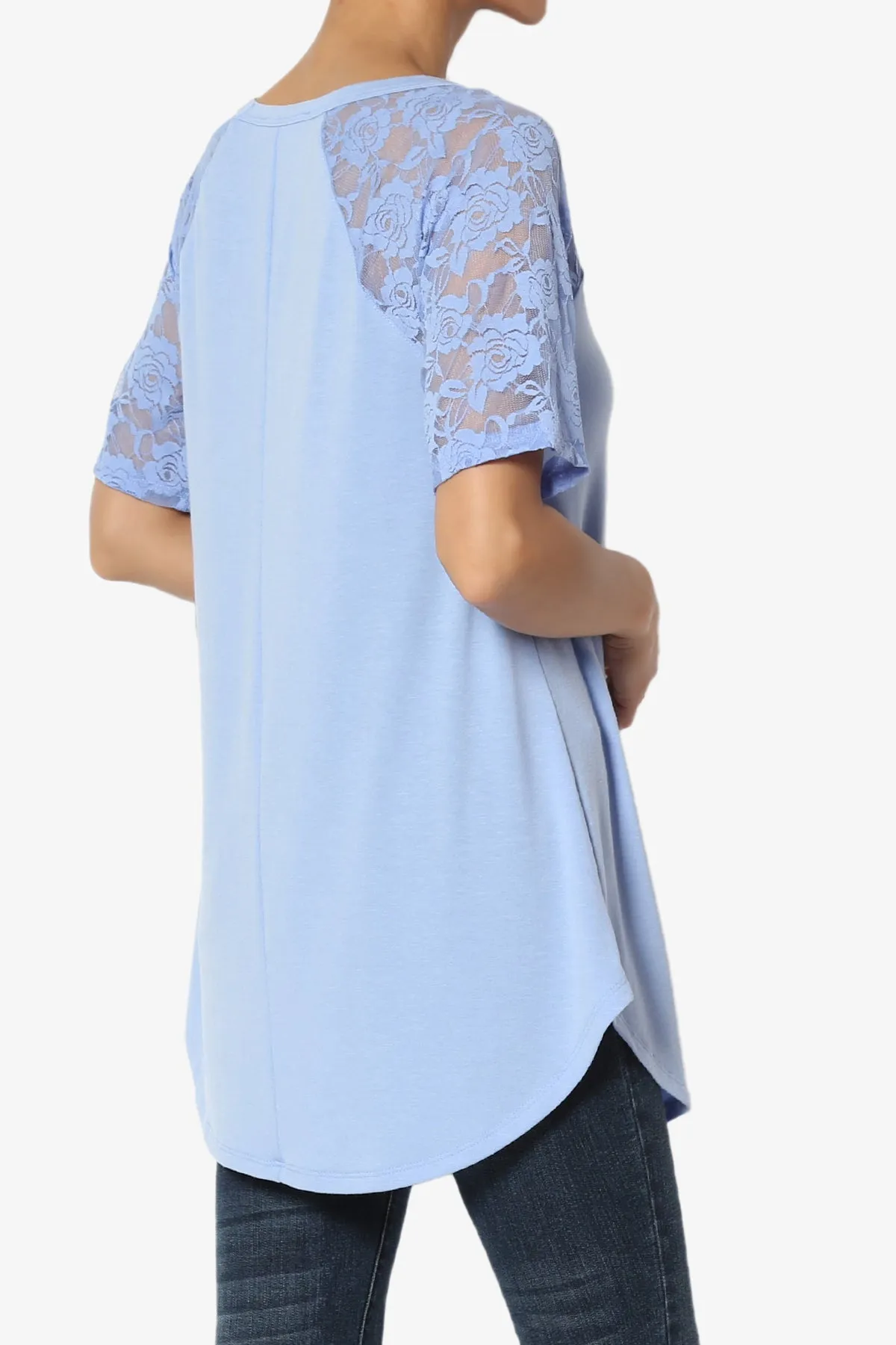 Helisa Lace Sleeve Jersey Top