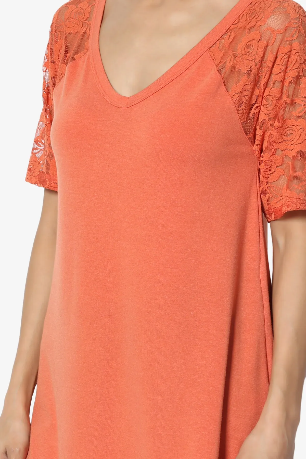 Helisa Lace Sleeve Jersey Top
