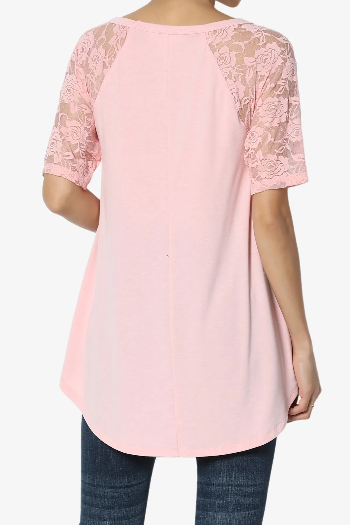 Helisa Lace Sleeve Jersey Top