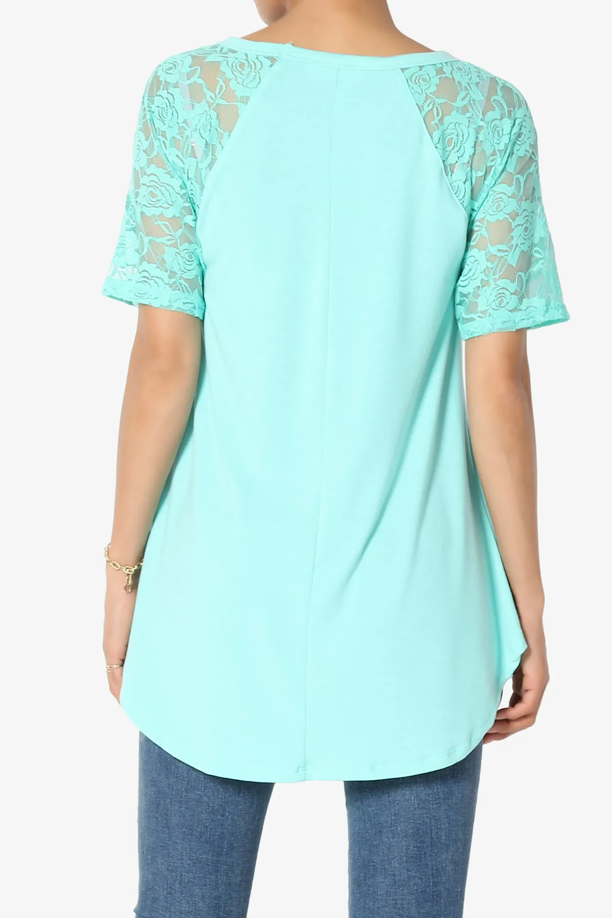 Helisa Lace Sleeve Jersey Top
