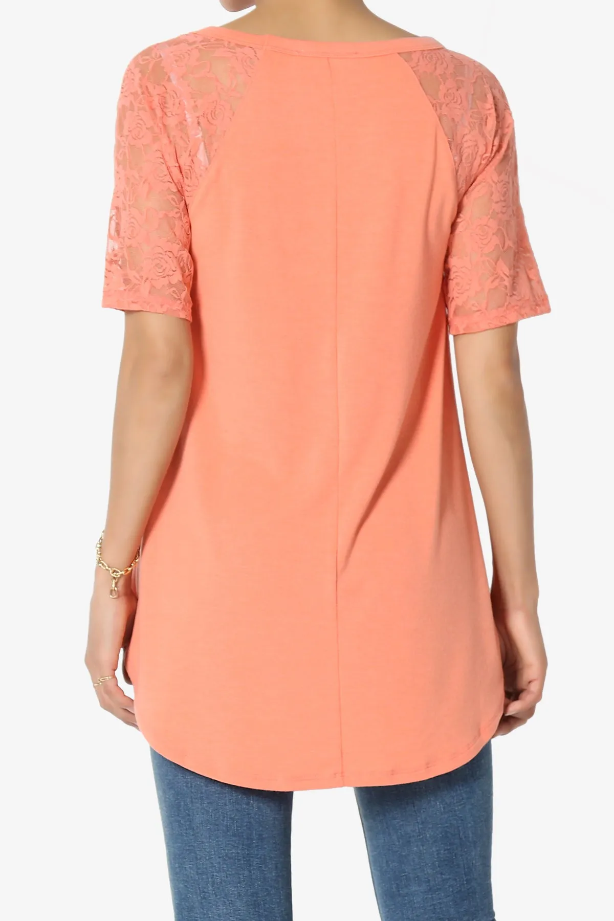 Helisa Lace Sleeve Jersey Top