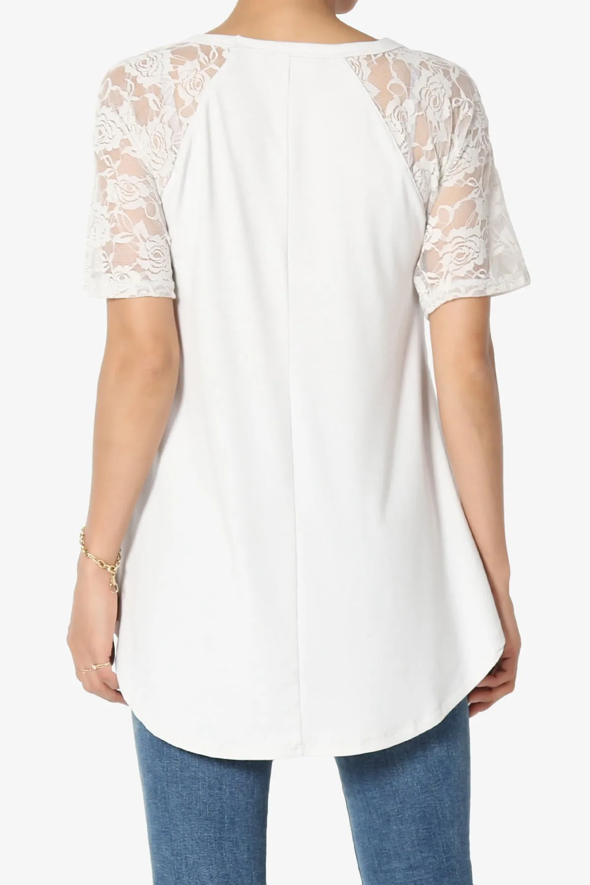 Helisa Lace Sleeve Jersey Top