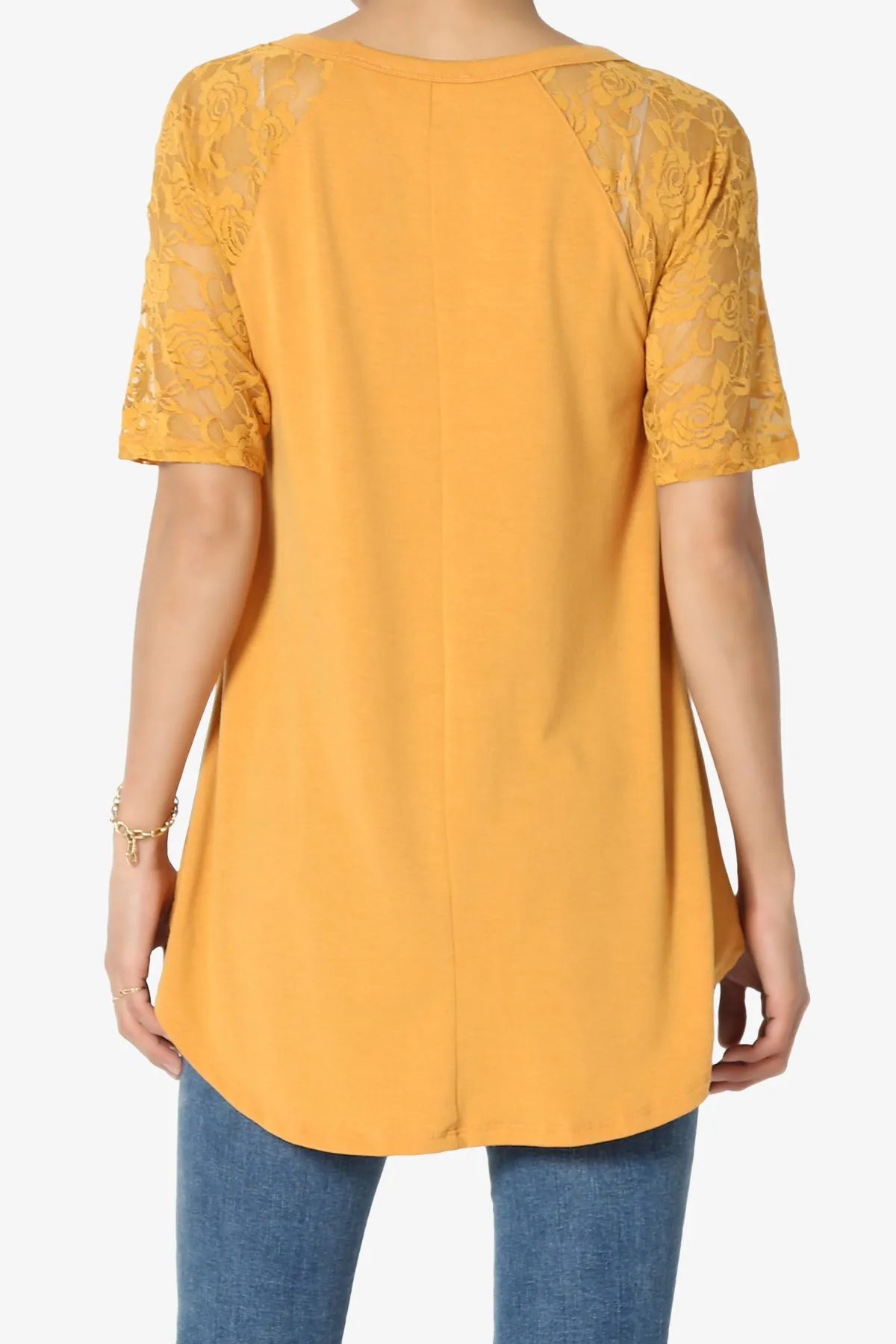 Helisa Lace Sleeve Jersey Top