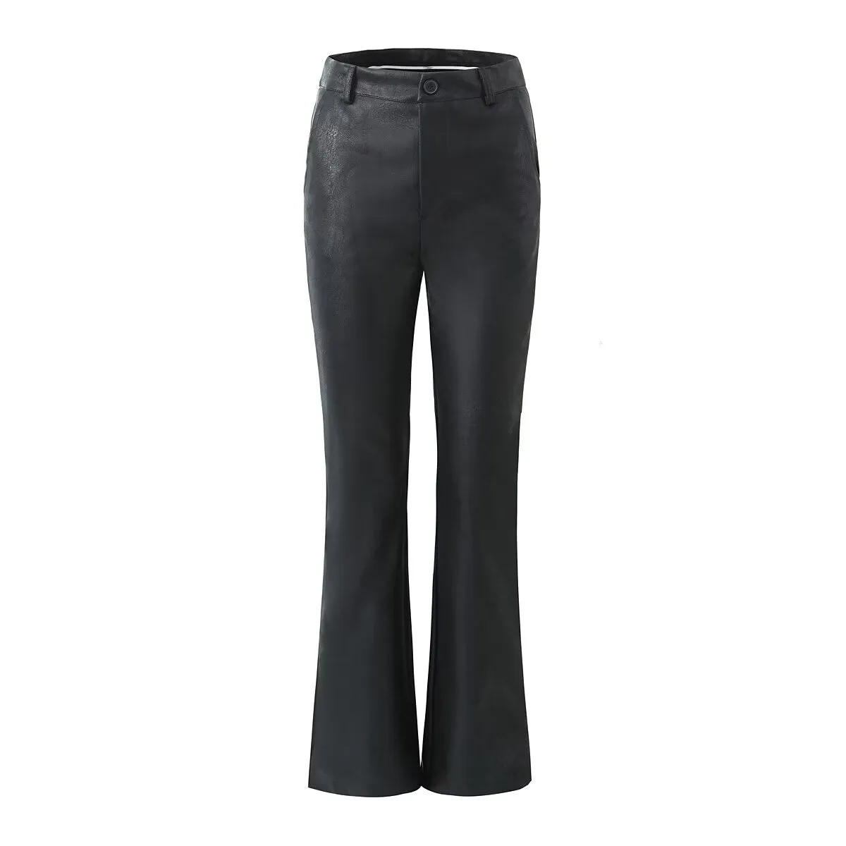 High Waist Flair PU Pants
