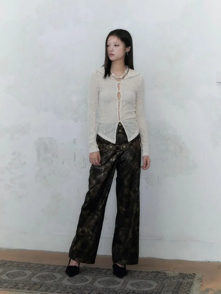 High-waisted vintage chic wide-leg pants【s0000004954】