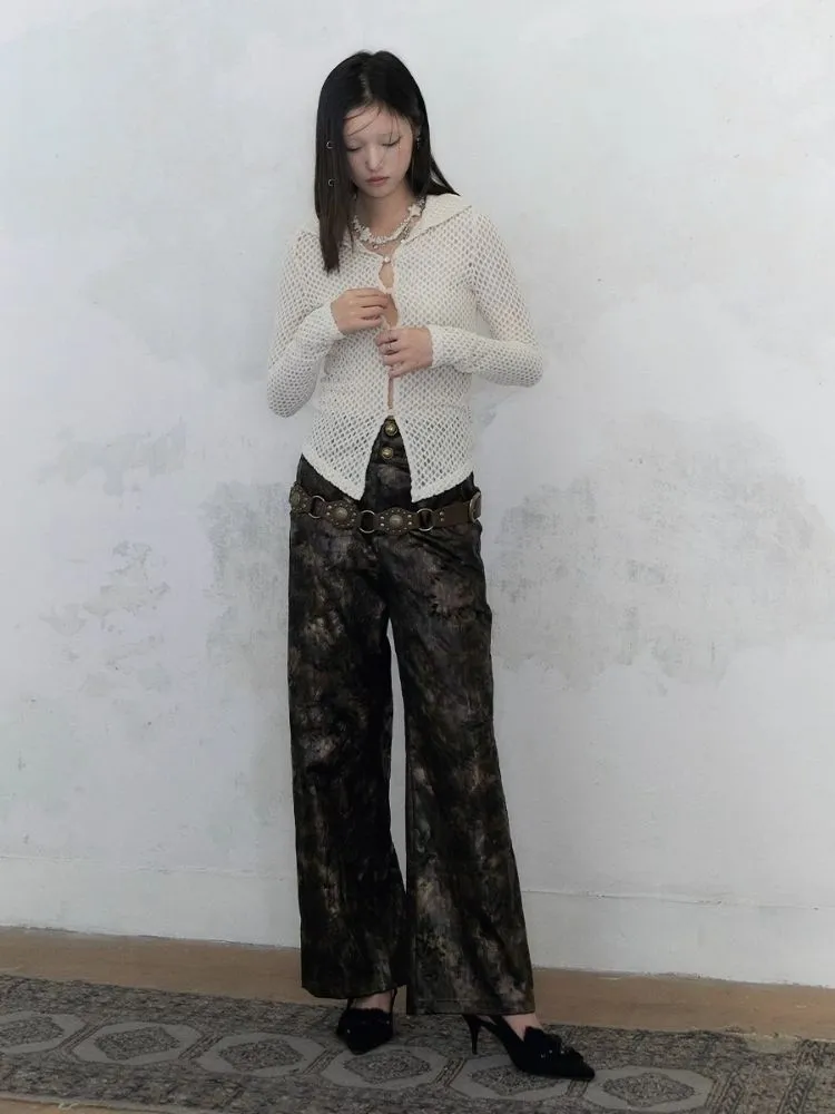 High-waisted vintage chic wide-leg pants【s0000004954】