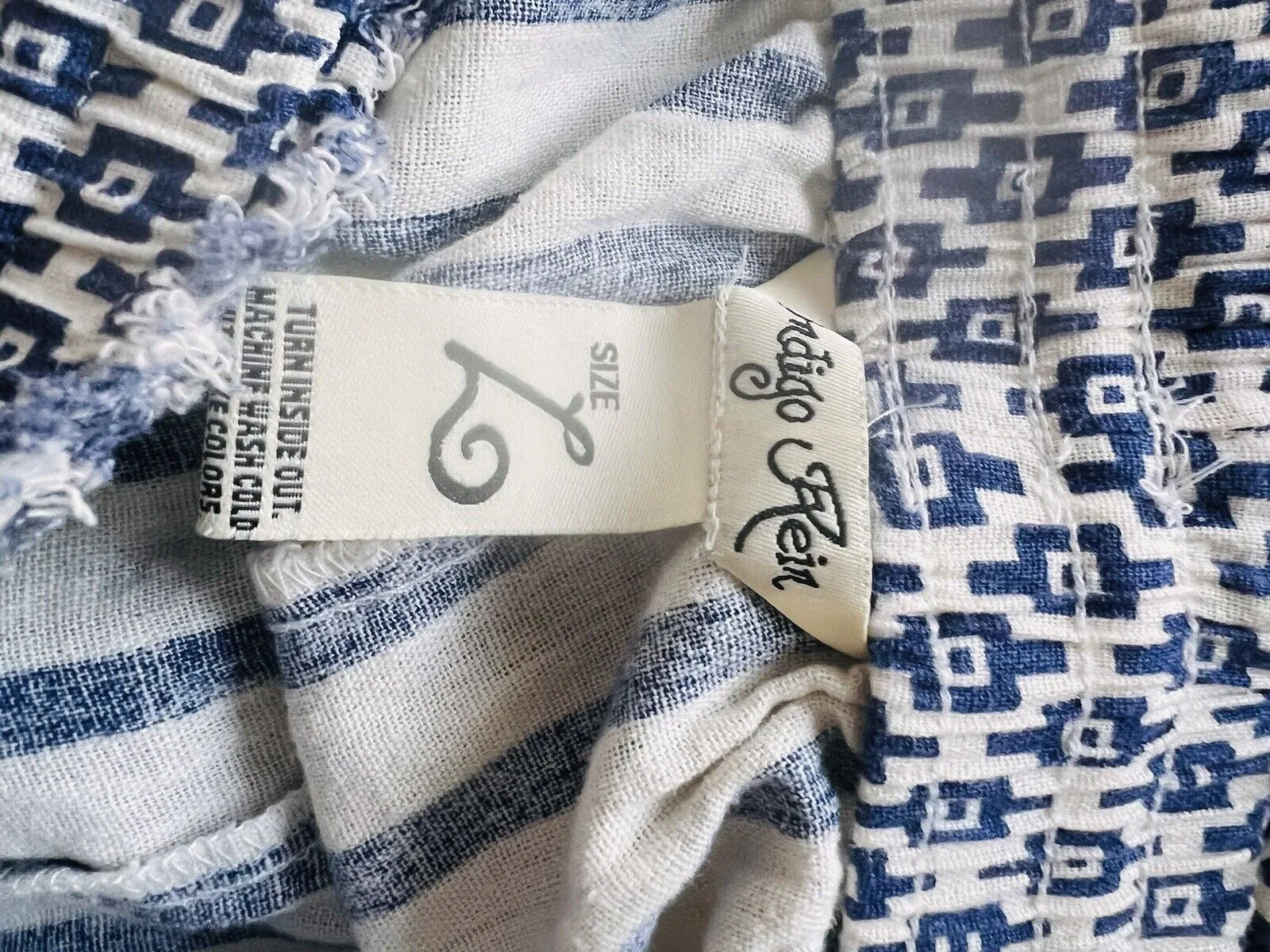 INDIGO REIN Capri Pull-up Pants Sz L Linen Wide Leg HiRise Hipster Striped Relax