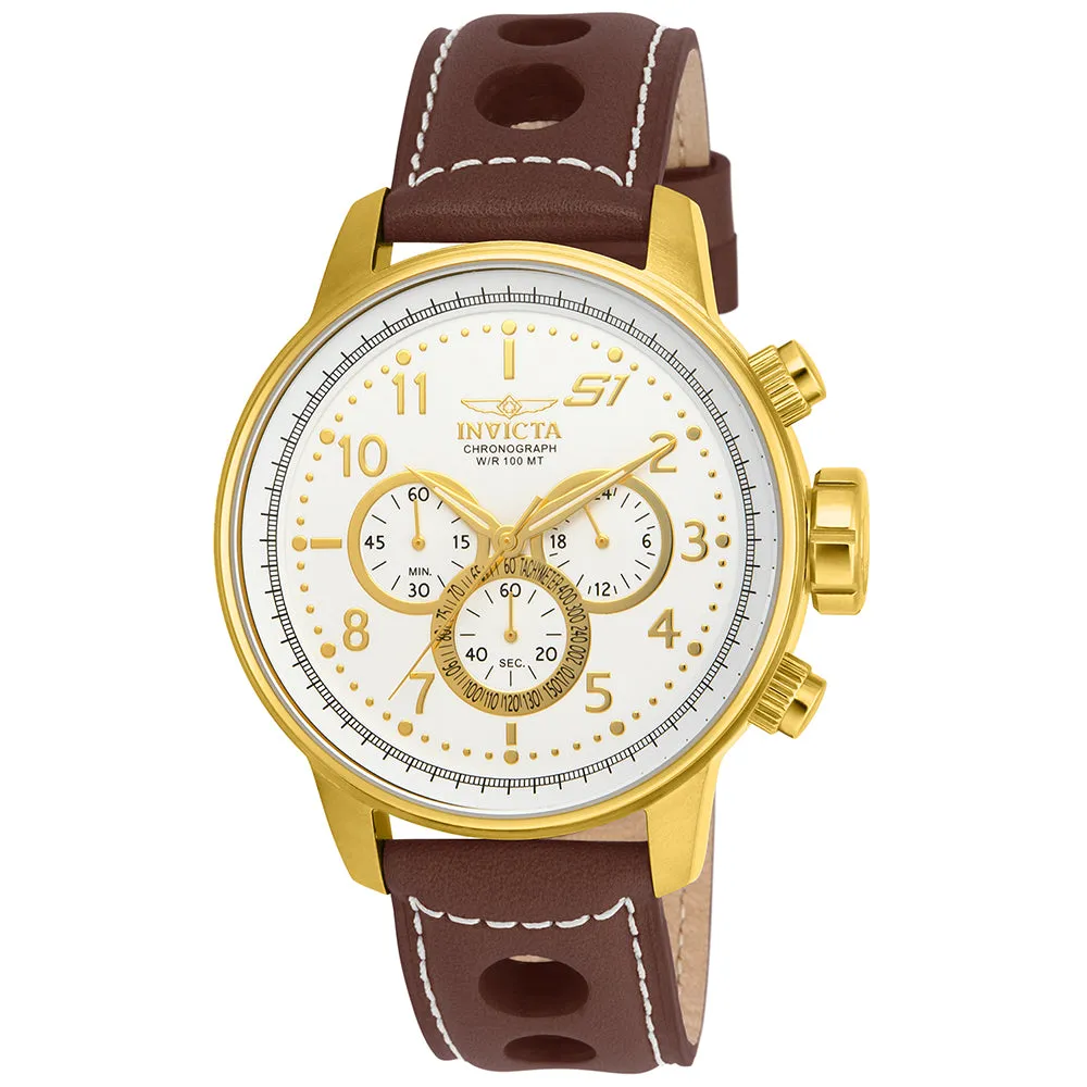 INVICTA S1 Rally Men's 48mm Stainless Steel   14K Gold Gold Gold Antique Silver dial VD54 Quartz