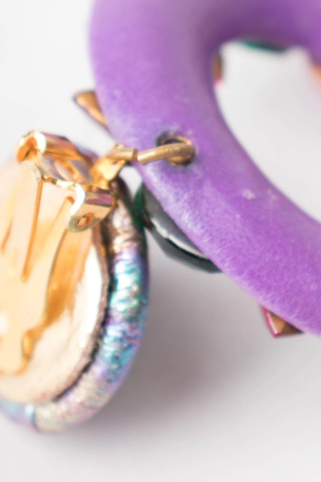 Jeweled Leather Hoop Earrings