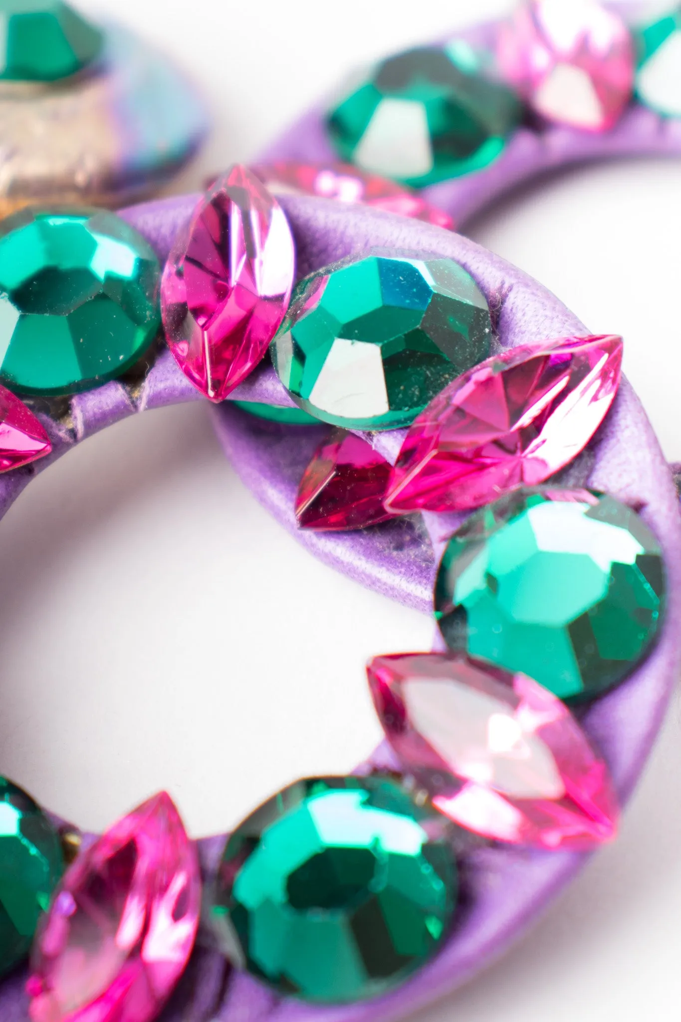 Jeweled Leather Hoop Earrings