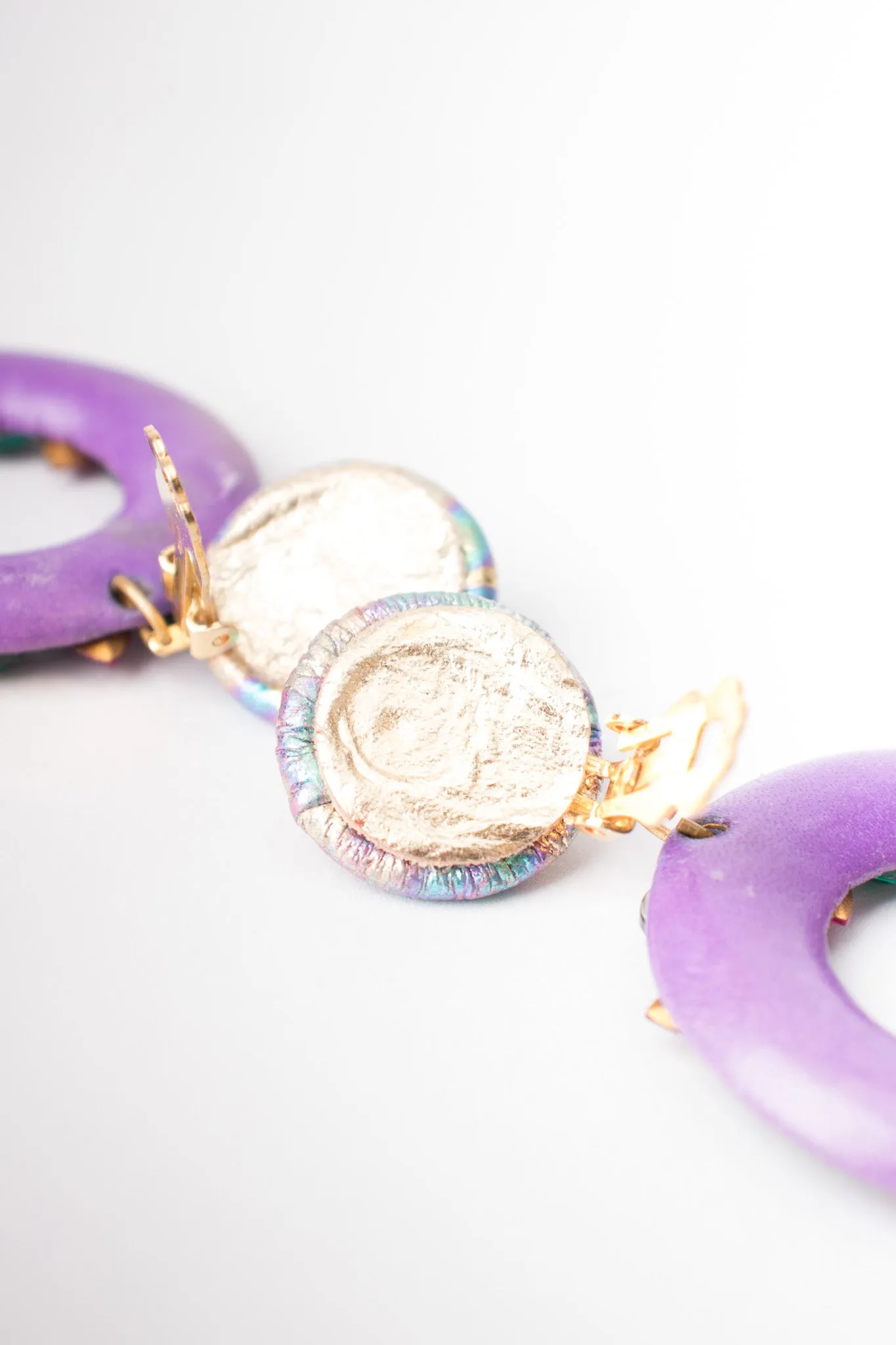 Jeweled Leather Hoop Earrings