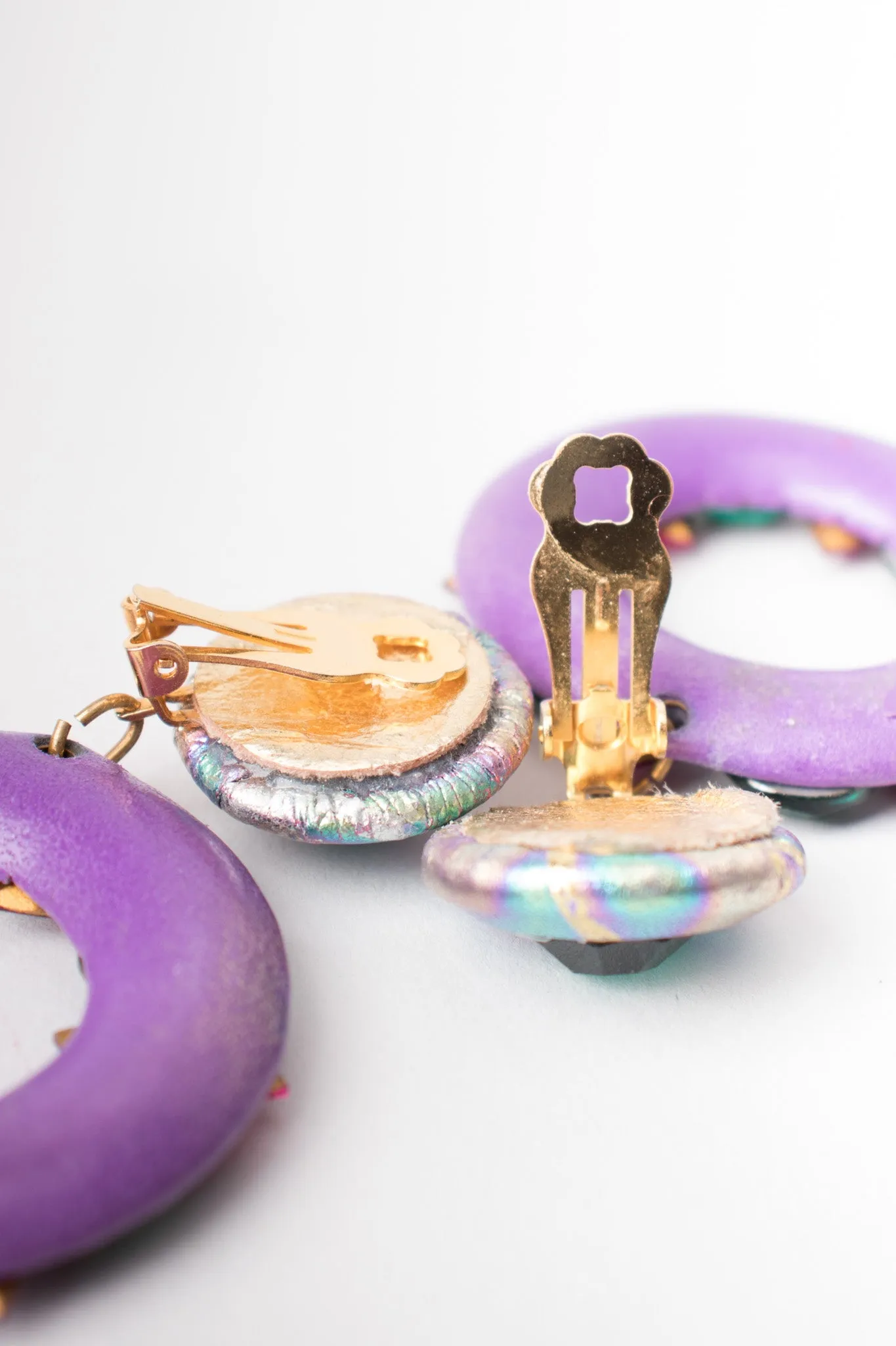 Jeweled Leather Hoop Earrings