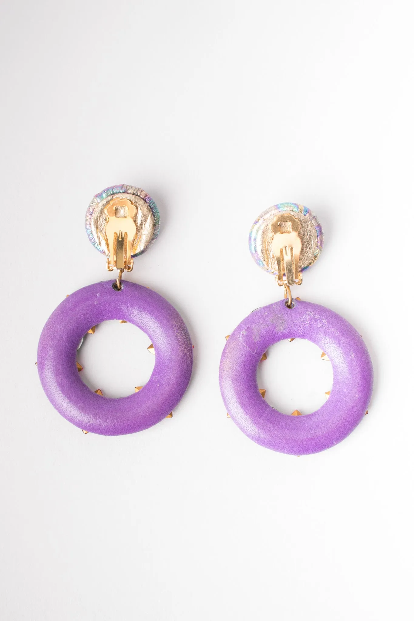 Jeweled Leather Hoop Earrings