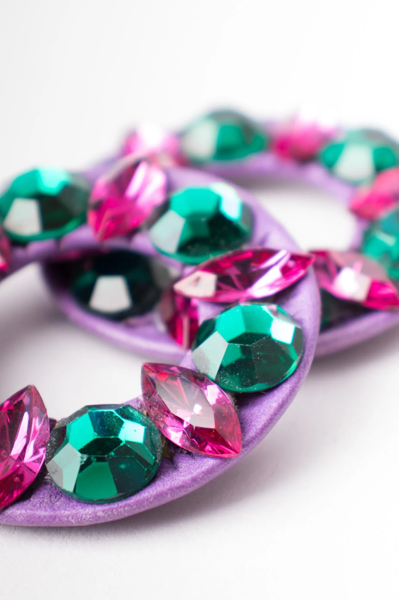 Jeweled Leather Hoop Earrings