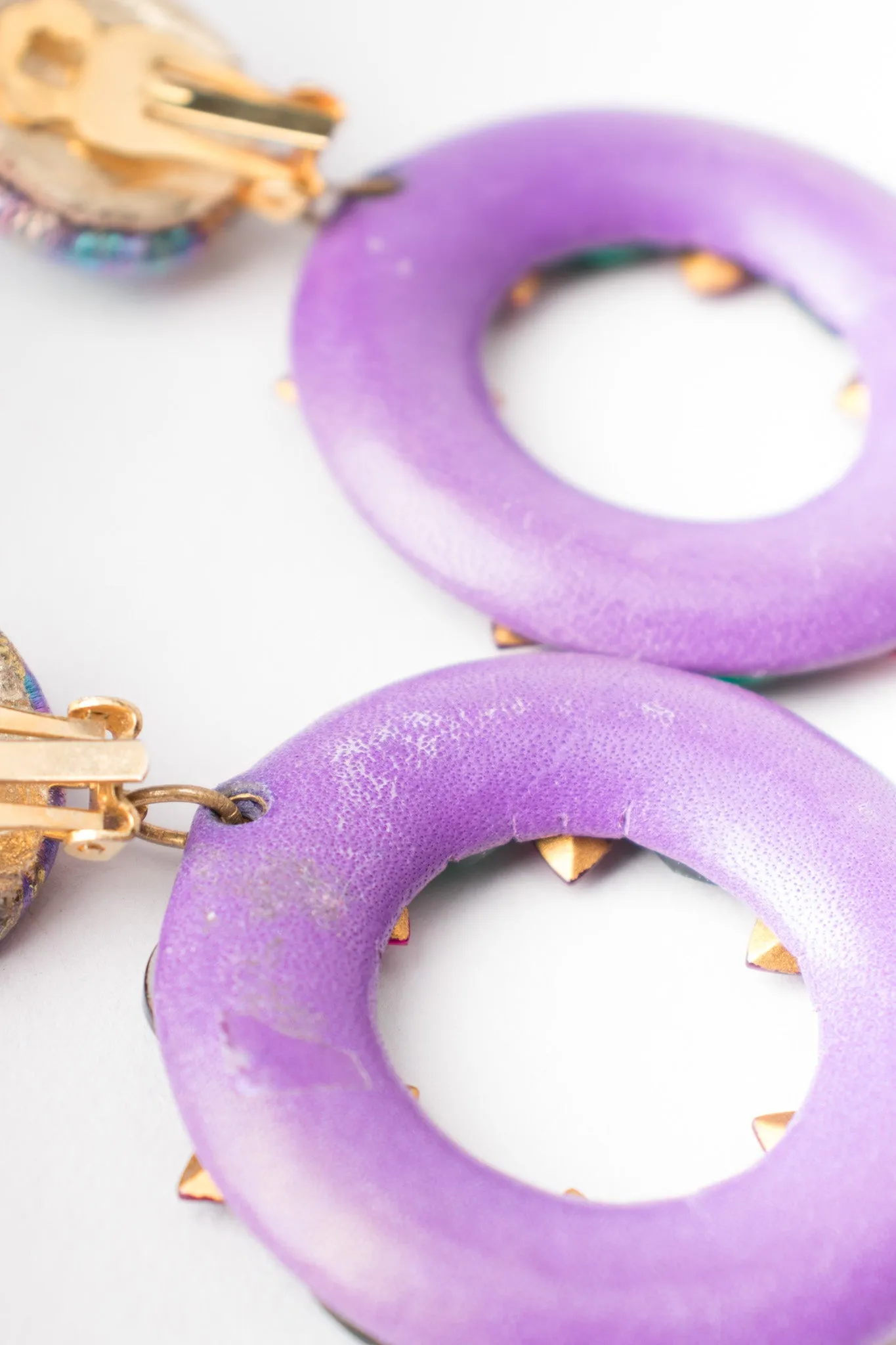 Jeweled Leather Hoop Earrings