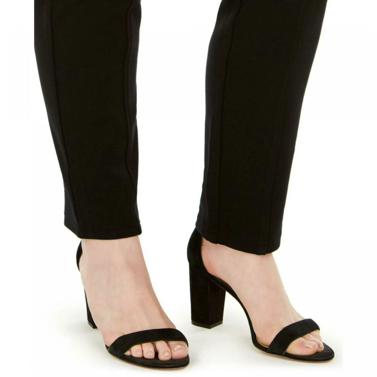 JM Collection Woimen's Plus Size Faux Leather Trim Ponte Pants