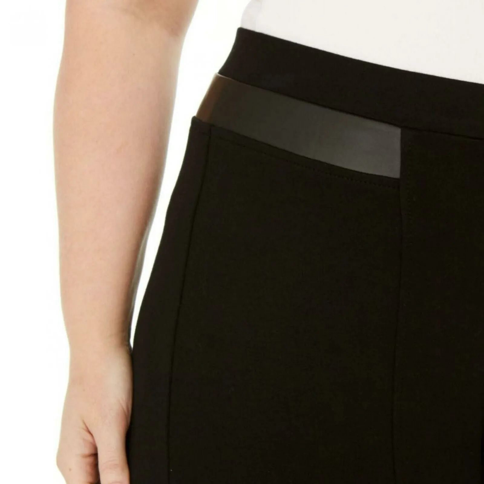 JM Collection Woimen's Plus Size Faux Leather Trim Ponte Pants