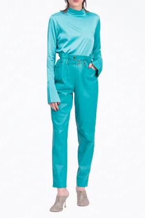 JOCELYN HIGH-RISE BELTED LEATHER PANTS
