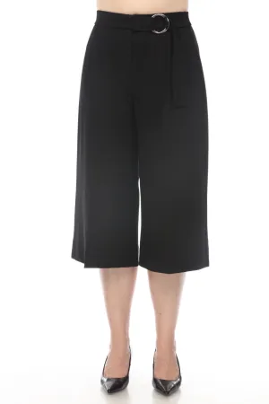 Joseph Ribkoff Black Decorative Belt Pull On Cropped Wide-Leg Pants 242138