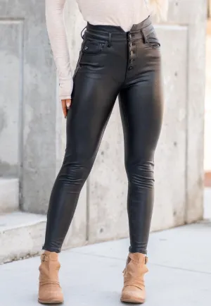 Kancan High Rise Faux Leather Ankle Skinny Pants