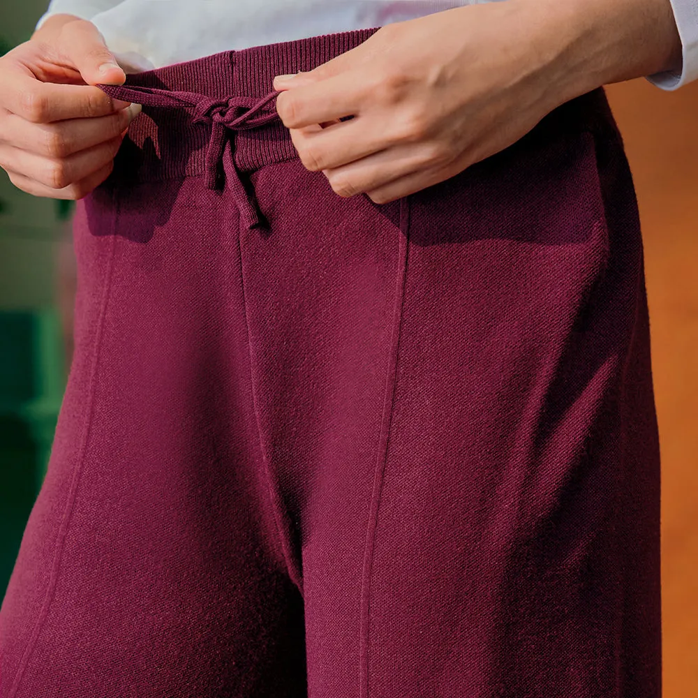 Knitted Pants - Burgundy